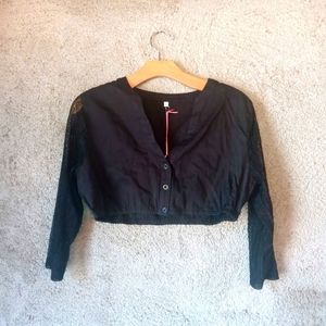 Cute Goth Long sleeve Crop Top